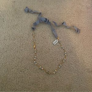 New j crew ribbon tie gemstone necklace